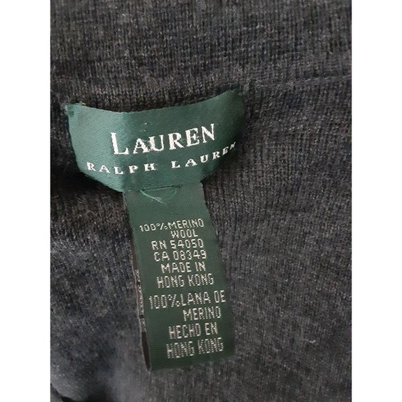 Lauren Ralph Lauren Women's Gray Merino Wool Crest Cardigan  Sweater Blazer XL - Picture 8 of 16